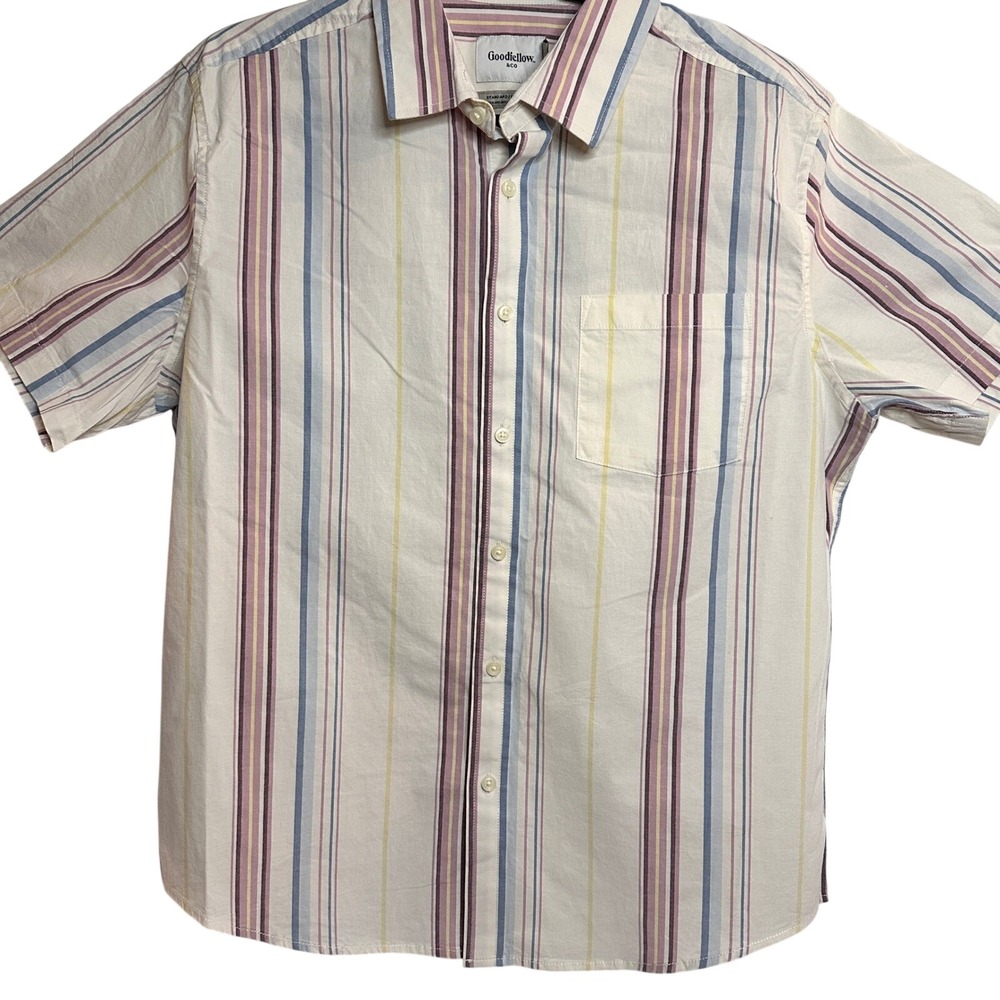 Goodfellow Vacay Short Sleeve Button Up Nostalgic Stripe Mens Large